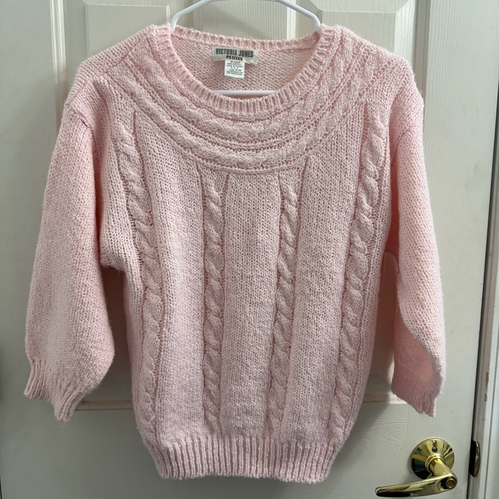 Victoria Jones Petites Pink Cable Knit Sweater